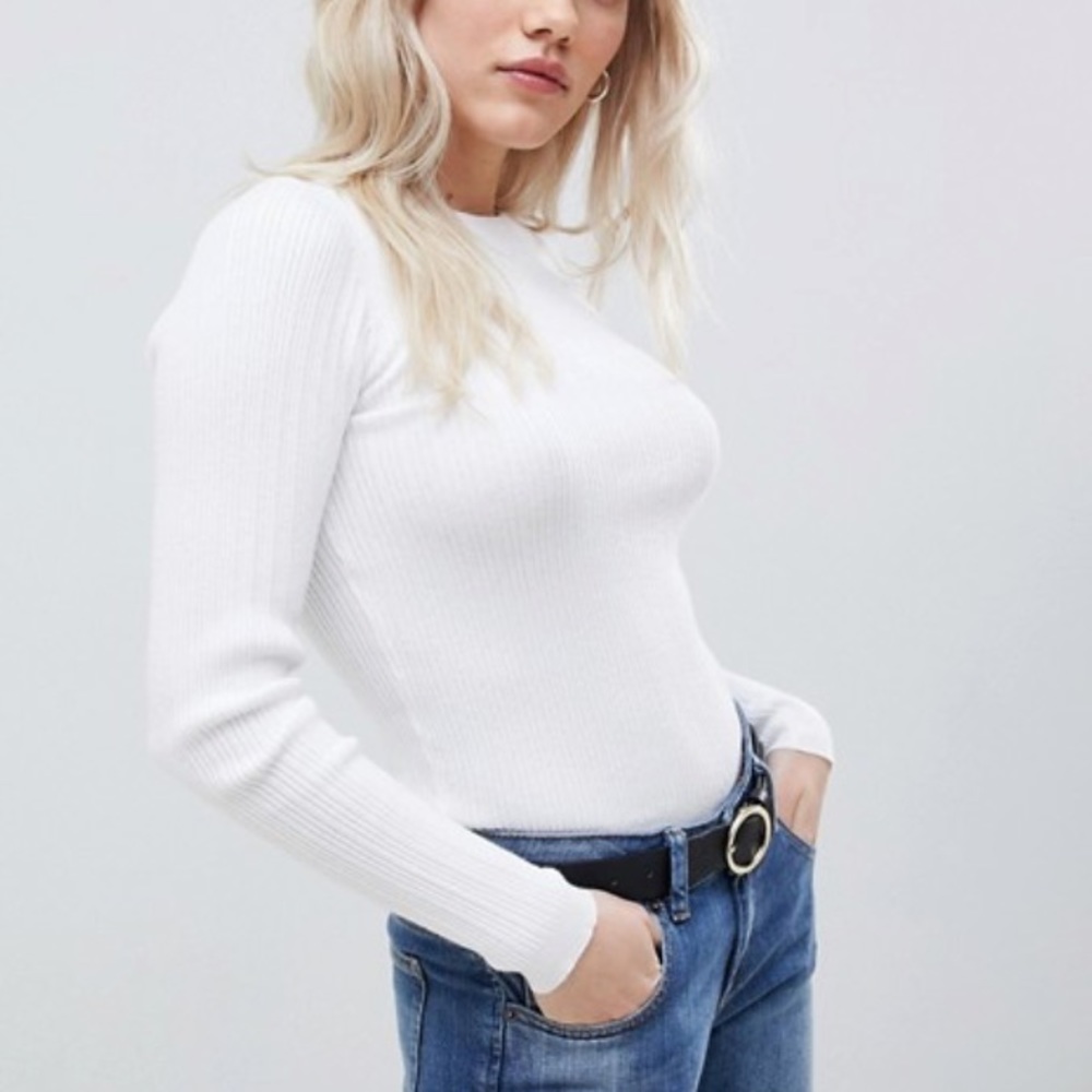 ASOS DESIGN Petite ribbed sweater in fine knit